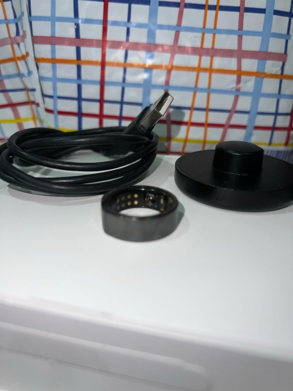 Oura Ring Gen 3 Heritage Black Size 8 Smart Ring w/ Charger & Cable
